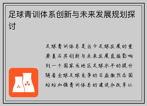 足球青训体系创新与未来发展规划探讨